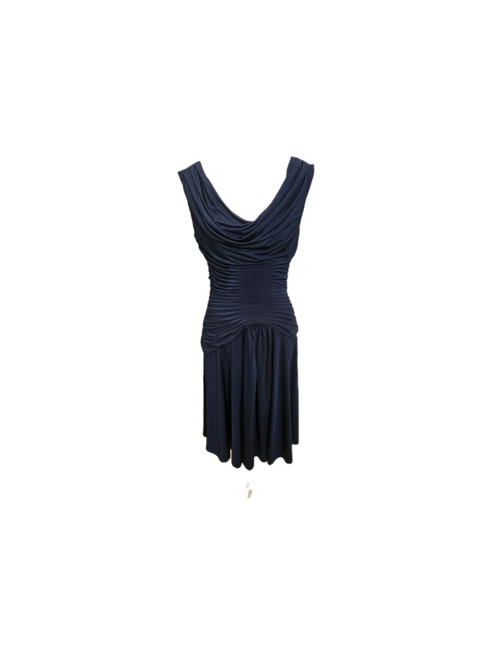 adrianna papell Boutique Cocktail Dress Sz 8 Navy Ruched Body Cowl Neck...